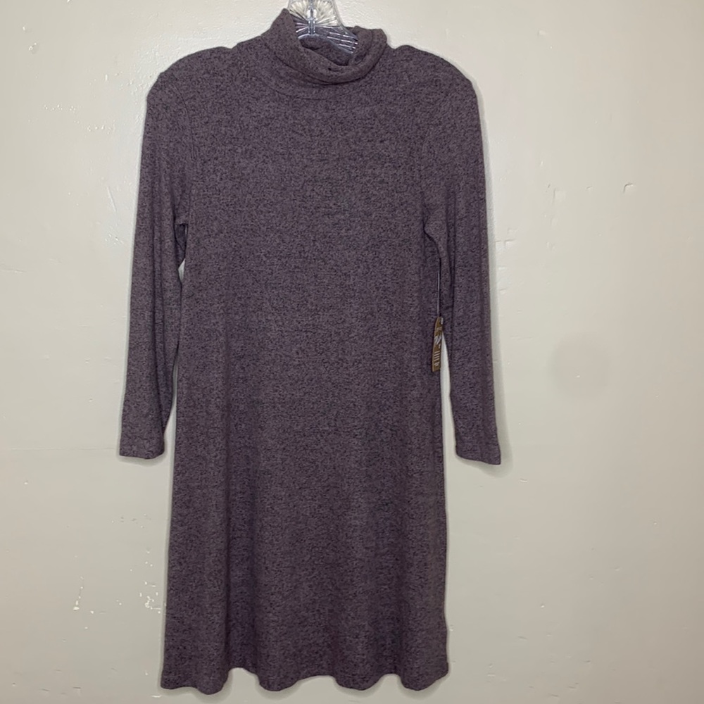 AEO Soft & Sexy Plush Sweater Dress Lilac Black Turtleneck Shift A-Line Small